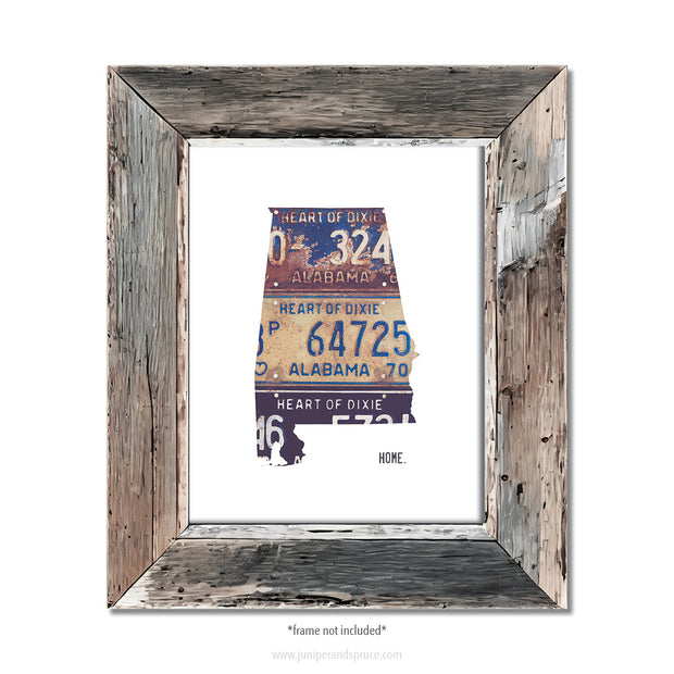Alabama Vintage License Plate Print