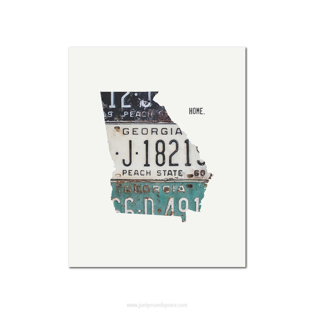 Georgia Vintage License Plate Print