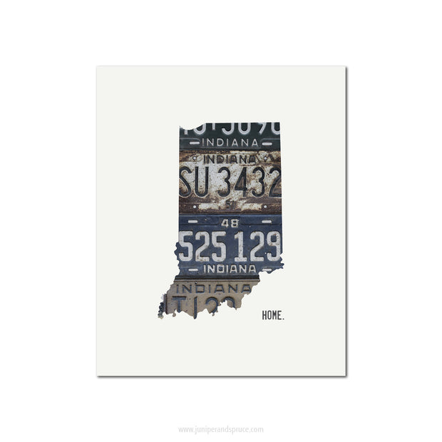 Indiana Vintage License Plate Print