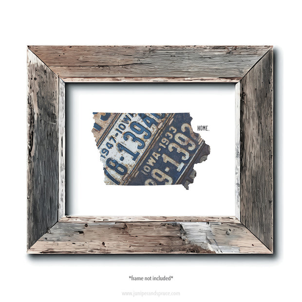 Iowa Vintage License Plate Print