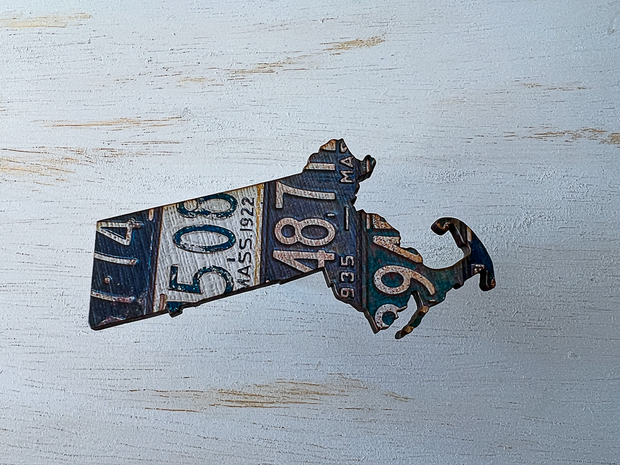 Massachusetts Vintage License Plate Ornament Magnet