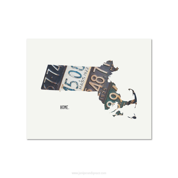 Massachusetts Vintage License Plate Print