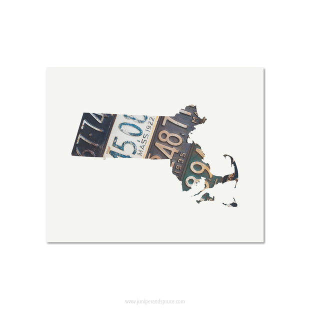 Massachusetts Vintage License Plate Print