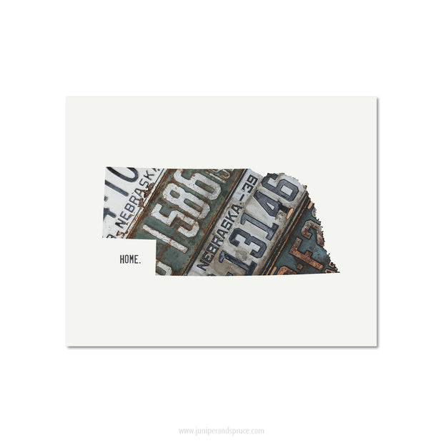 Nebraska Vintage License Plate Print
