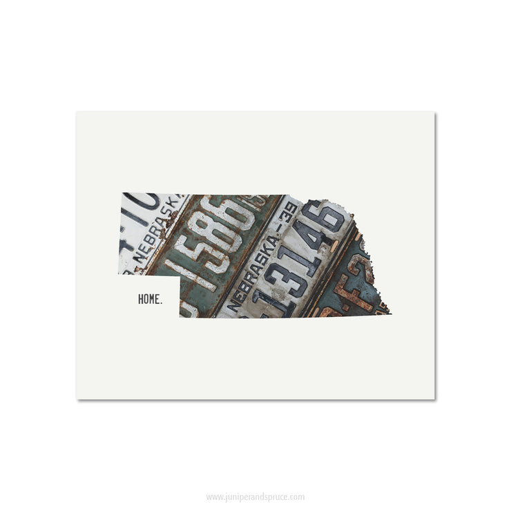 Nebraska Vintage License Plate Print