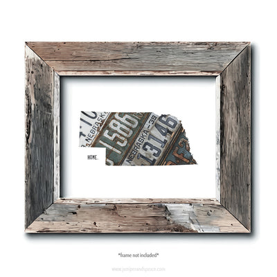 Nebraska Vintage License Plate Print