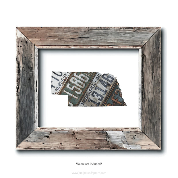 Nebraska Vintage License Plate Print