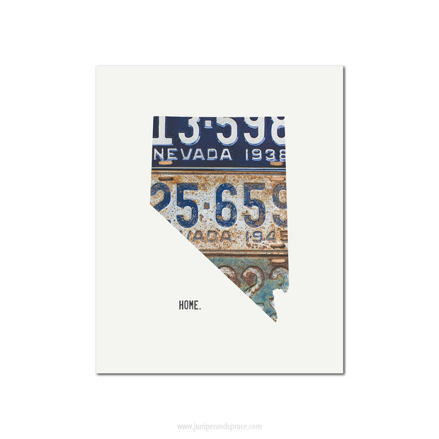 Nevada Vintage License Plate Print