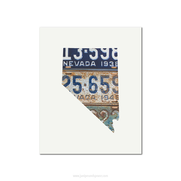Nevada Vintage License Plate Print