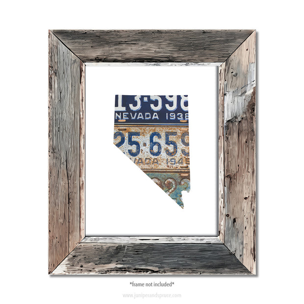 Nevada Vintage License Plate Print