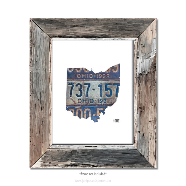 Ohio Vintage License Plate Print