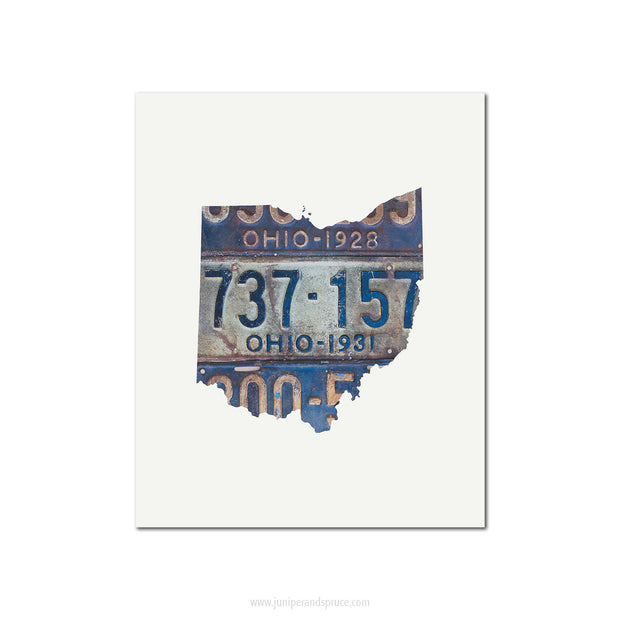 Ohio Vintage License Plate Print