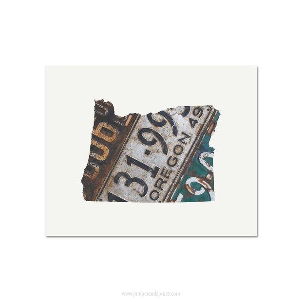 Oregon Vintage License Plate Print