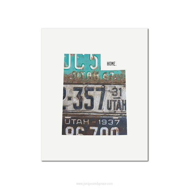 Utah Vintage License Plate Print