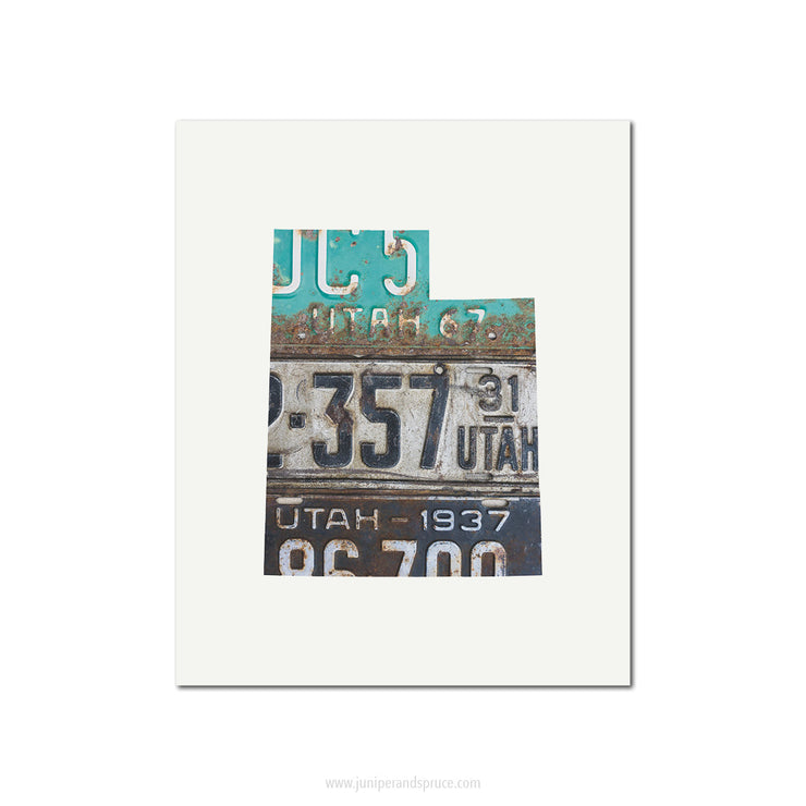 Utah Vintage License Plate Print
