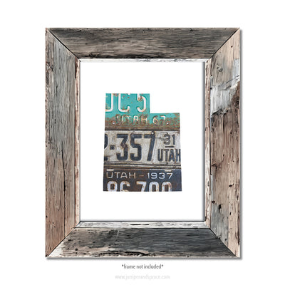 Utah Vintage License Plate Print