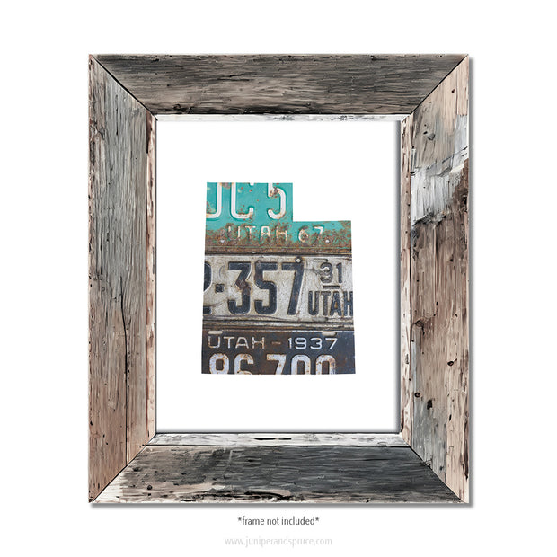 Utah Vintage License Plate Print