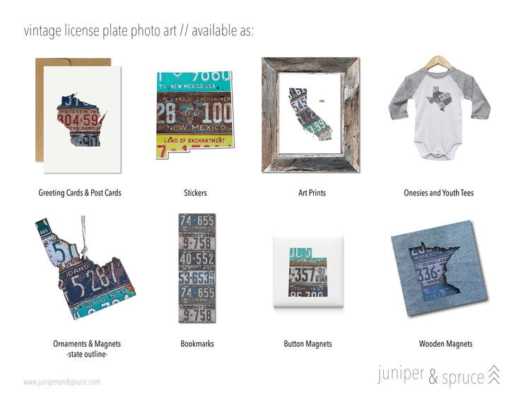 Utah Vintage License Plate Print