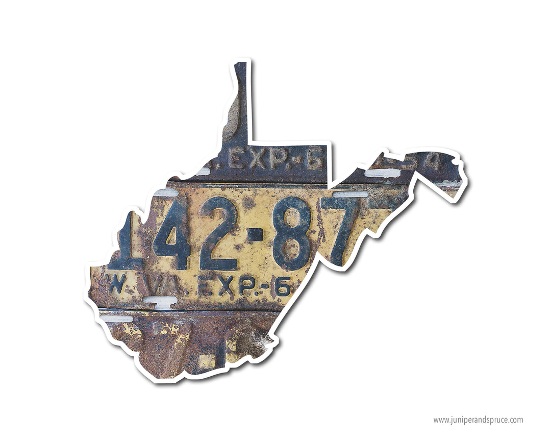 激レアoldmountain purveyors メタルディッシュステッカー付 West Virginia Vintage License Plates Vinyl Sticker – Juniper & Spruce