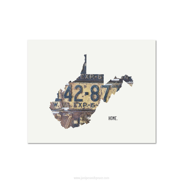 West Virginia Vintage License Plate Print