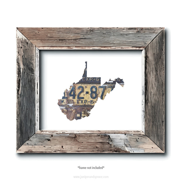 West Virginia Vintage License Plate Print