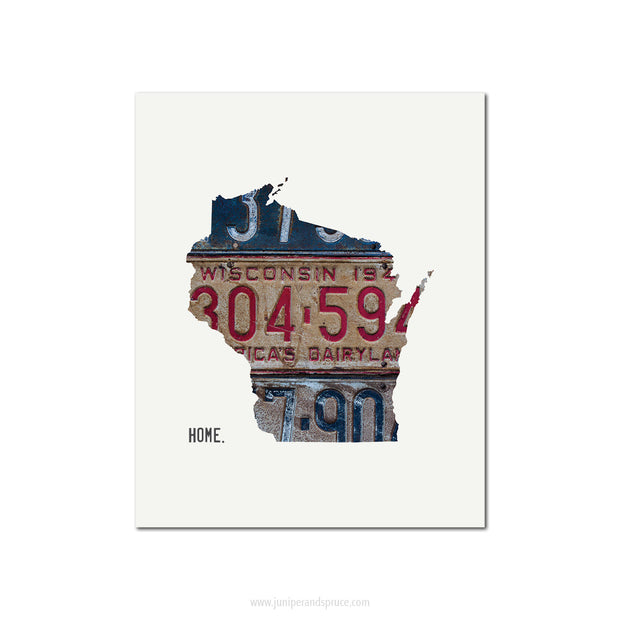 Wisconsin Vintage License Plate Print