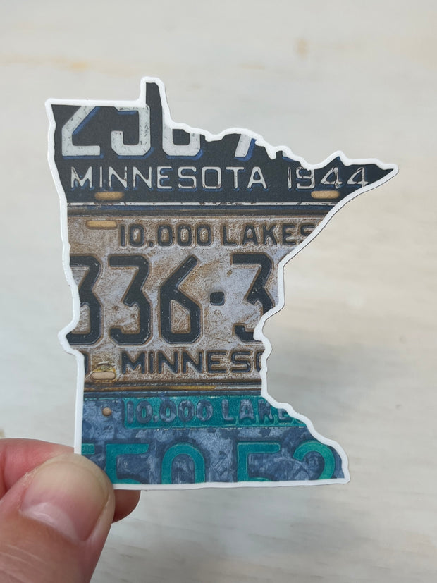 Minnesota Vintage License Plate Vinyl Sticker