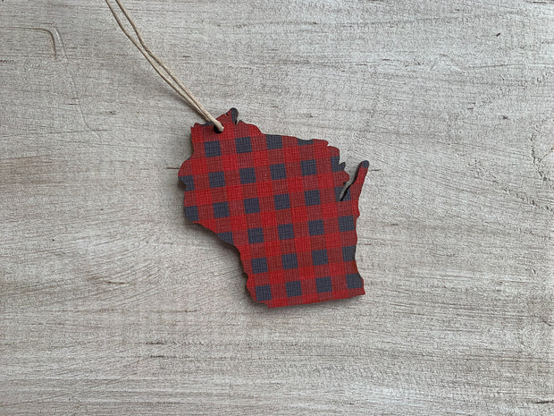 Wisconsin Buffalo Plaid Ornament