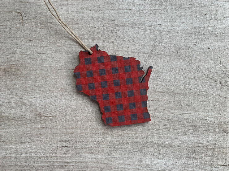 Wisconsin Buffalo Plaid Ornament