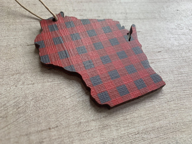 Wisconsin Buffalo Plaid Ornament