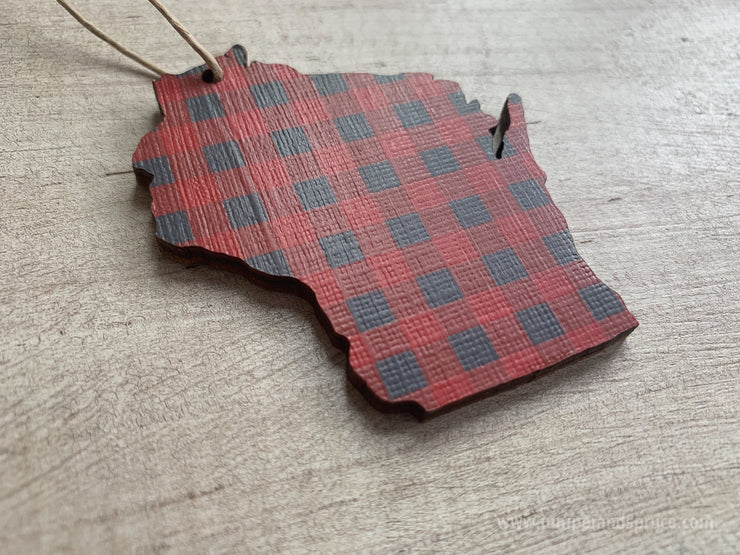Wisconsin Buffalo Plaid Ornament
