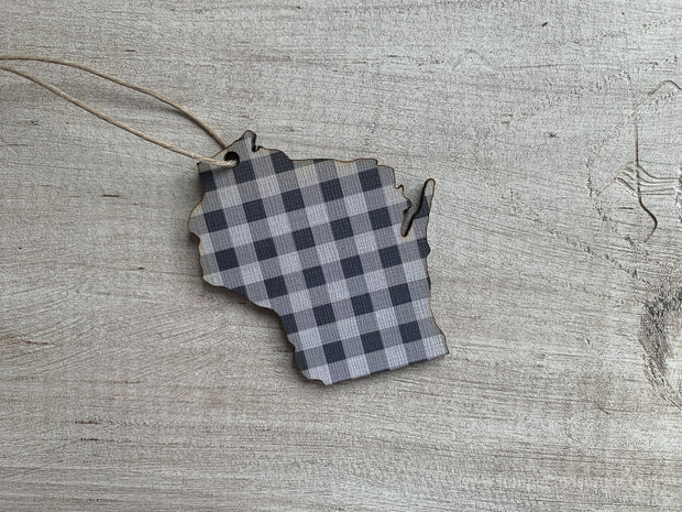 Wisconsin Buffalo Plaid Ornament