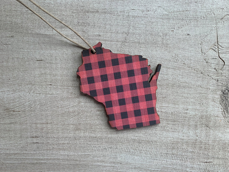 Wisconsin Buffalo Plaid Ornament