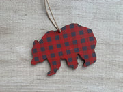 Bear Buffalo Plaid Ornament