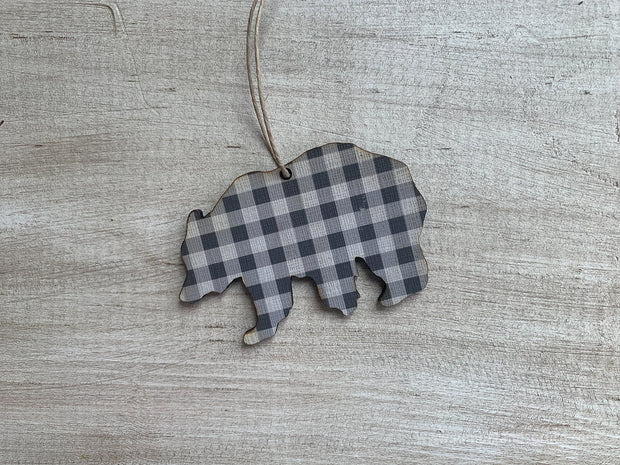 Bear Buffalo Plaid Ornament