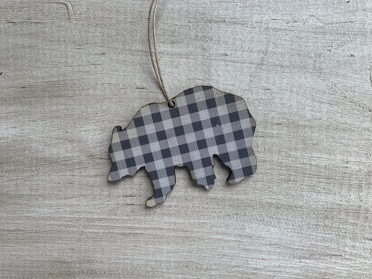 Bear Buffalo Plaid Ornament
