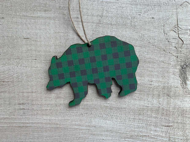 Bear Buffalo Plaid Ornament