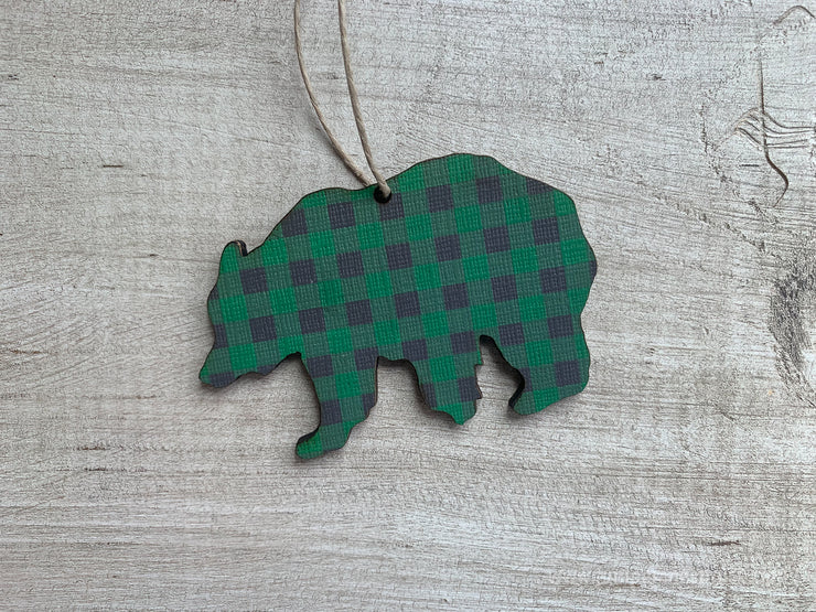 Bear Buffalo Plaid Ornament