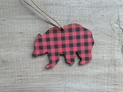 Bear Buffalo Plaid Ornament