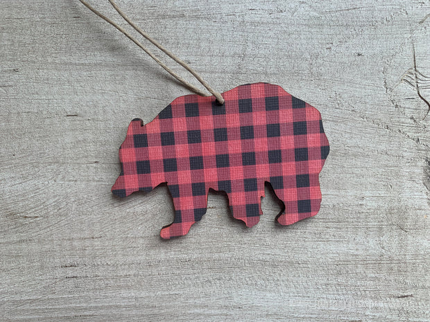Bear Buffalo Plaid Ornament