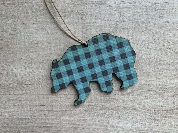 Bear Buffalo Plaid Ornament
