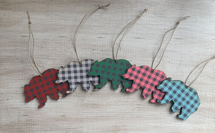 Bear Buffalo Plaid Ornament