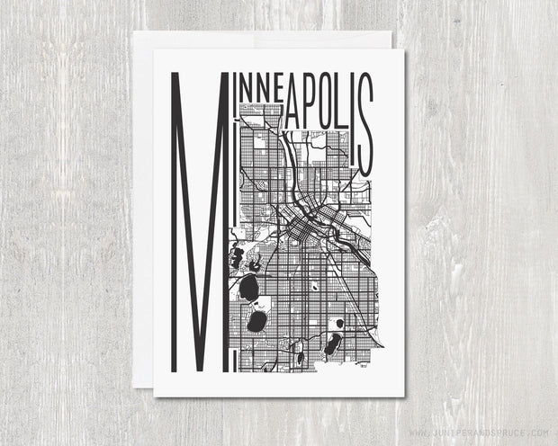 Greeting Card - Minneapolis Map