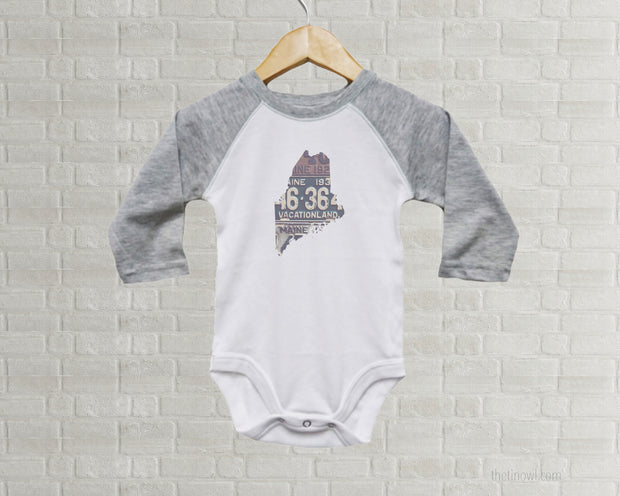 Maine Baby Onesie | Romper | Vintage License Plate Art
