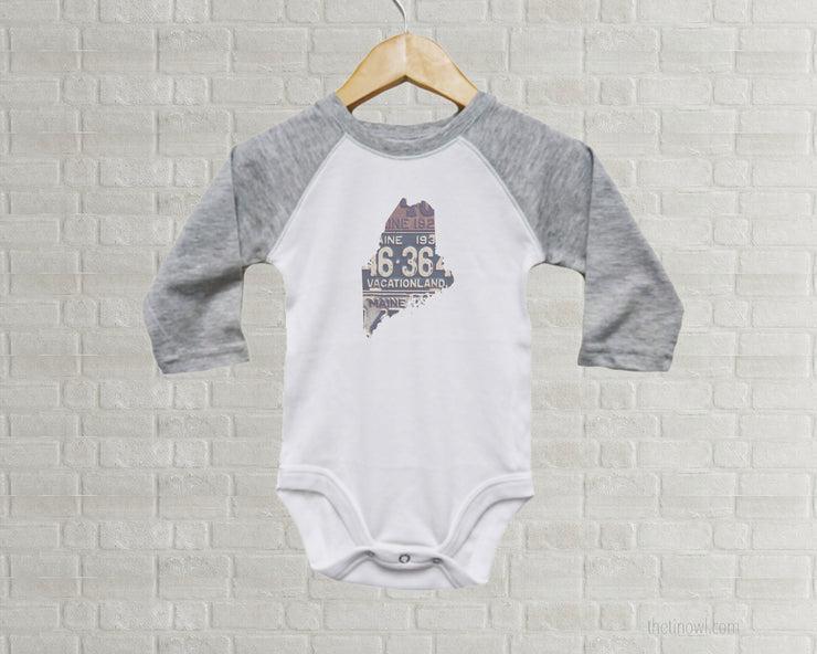 Maine Baby Onesie | Romper | Vintage License Plate Art