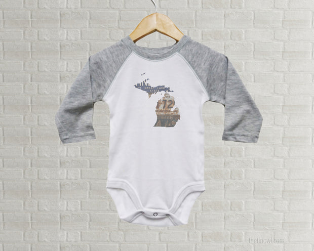 Michigan Baby Onesie | Romper | Vintage License Plate Art