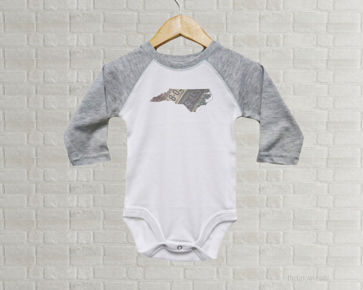 North Carolina Baby Onesie | Romper | Vintage License Plate Art