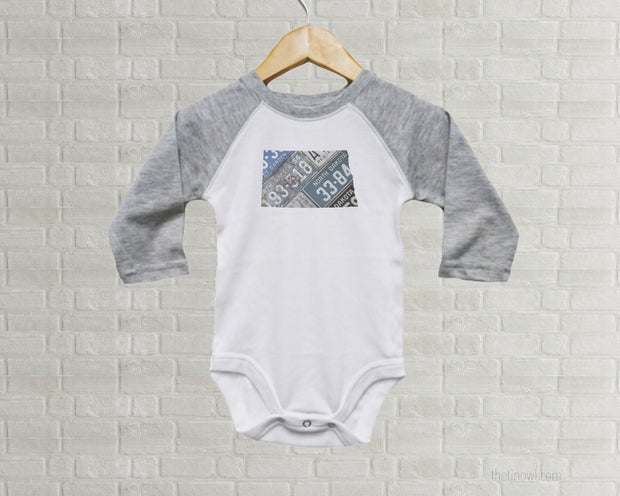 North Dakota Baby Onesie | Romper | Vintage License Plate Art