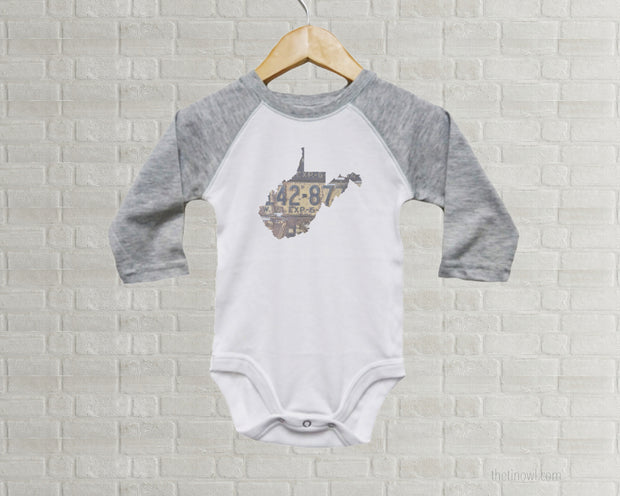 West Virginia Baby Bodysuit | Romper | Vintage License Plate Art