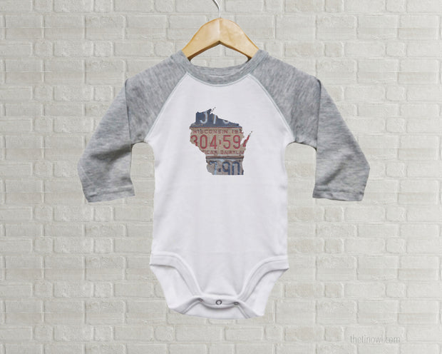 Wisconsin Baby Bodysuit | Romper | Vintage License Plate Art